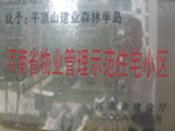 2008年12月17日，平頂山森林半島被 評為"河南省物業管理示范住宅小區"榮譽稱號。